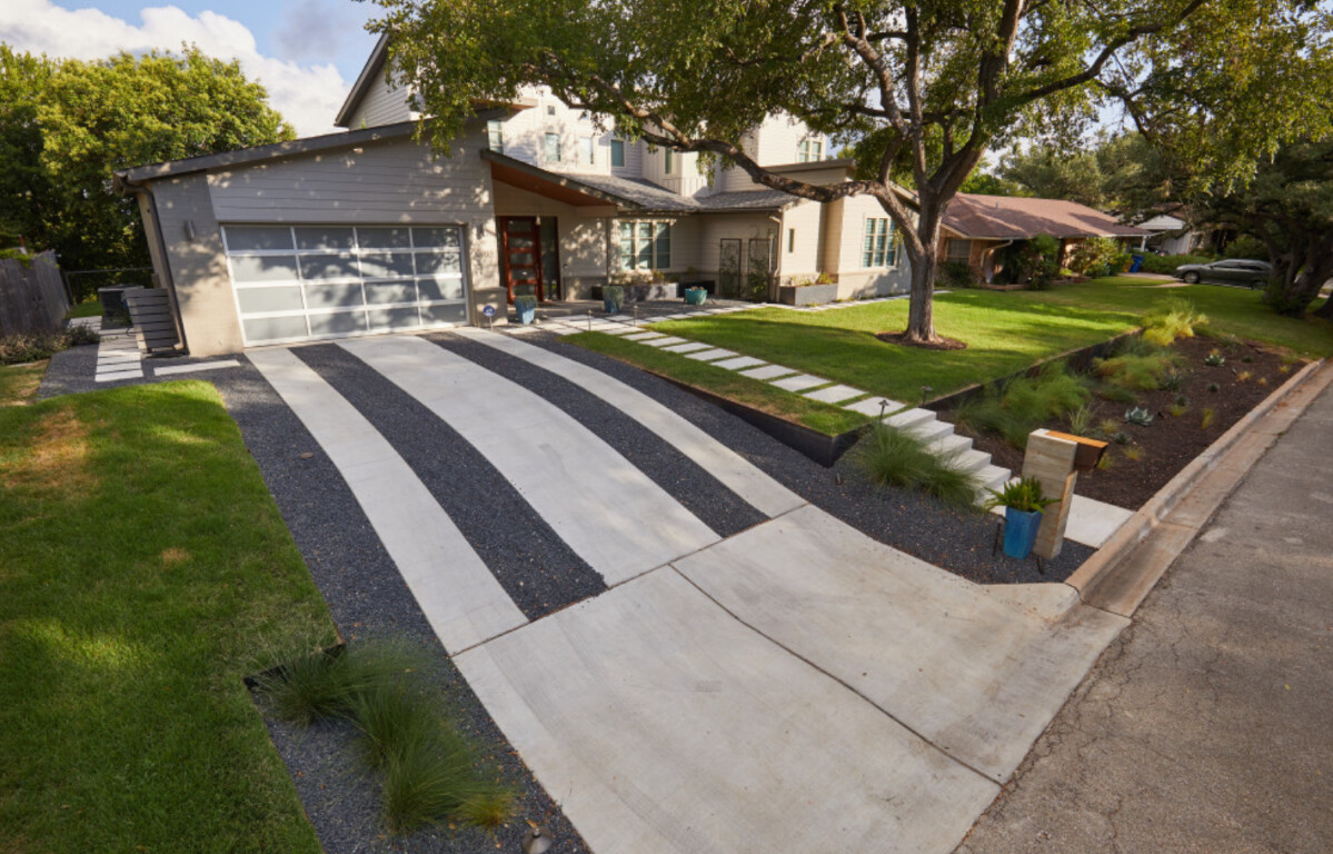 Various concrete options displayed on residential property in Pueblo, CO